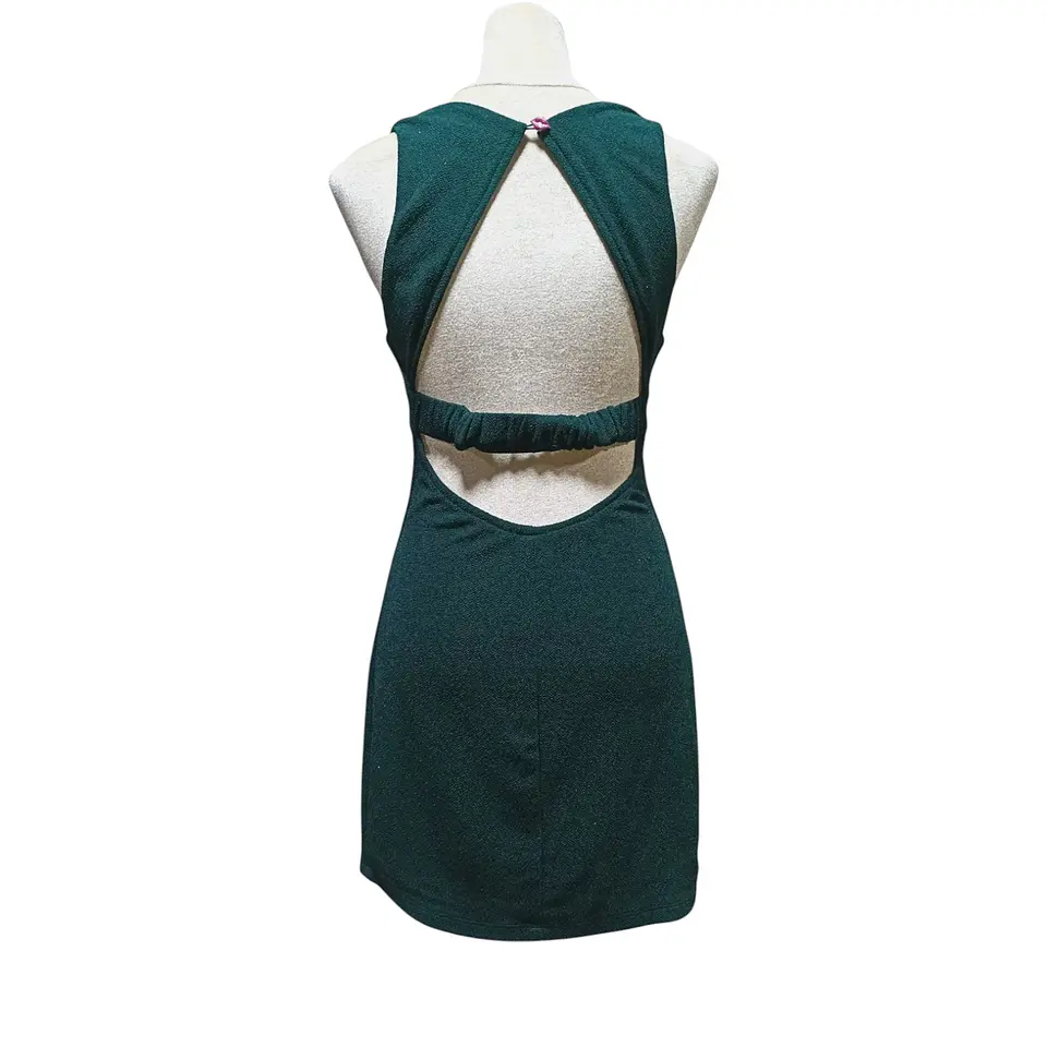 Mini Vestido de Fiesta Verde con Escote en Espalda - Talla S 8
