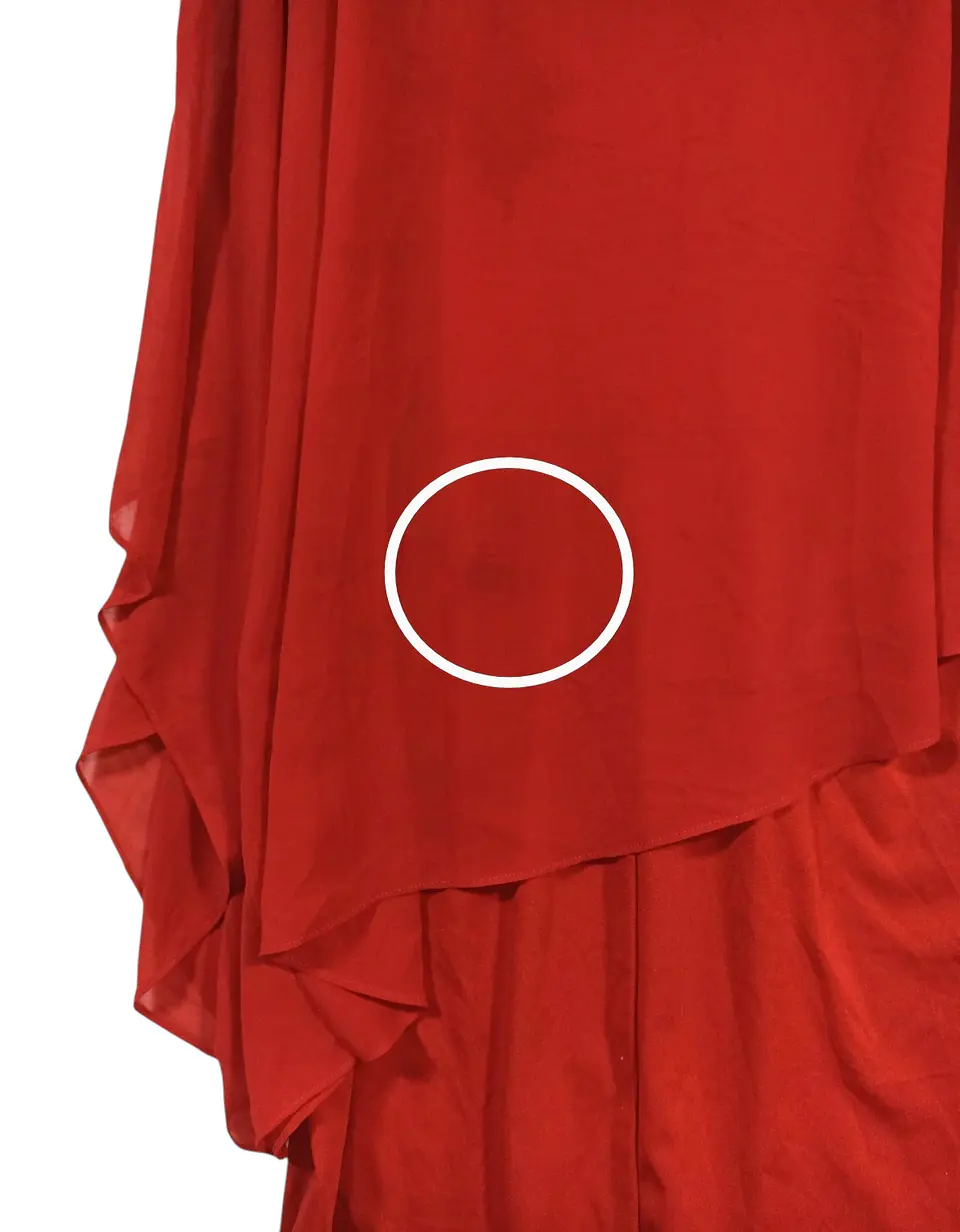 Vestido Rojo con Capa de Gasa Asimétrica - Talla Grande 3XL 8