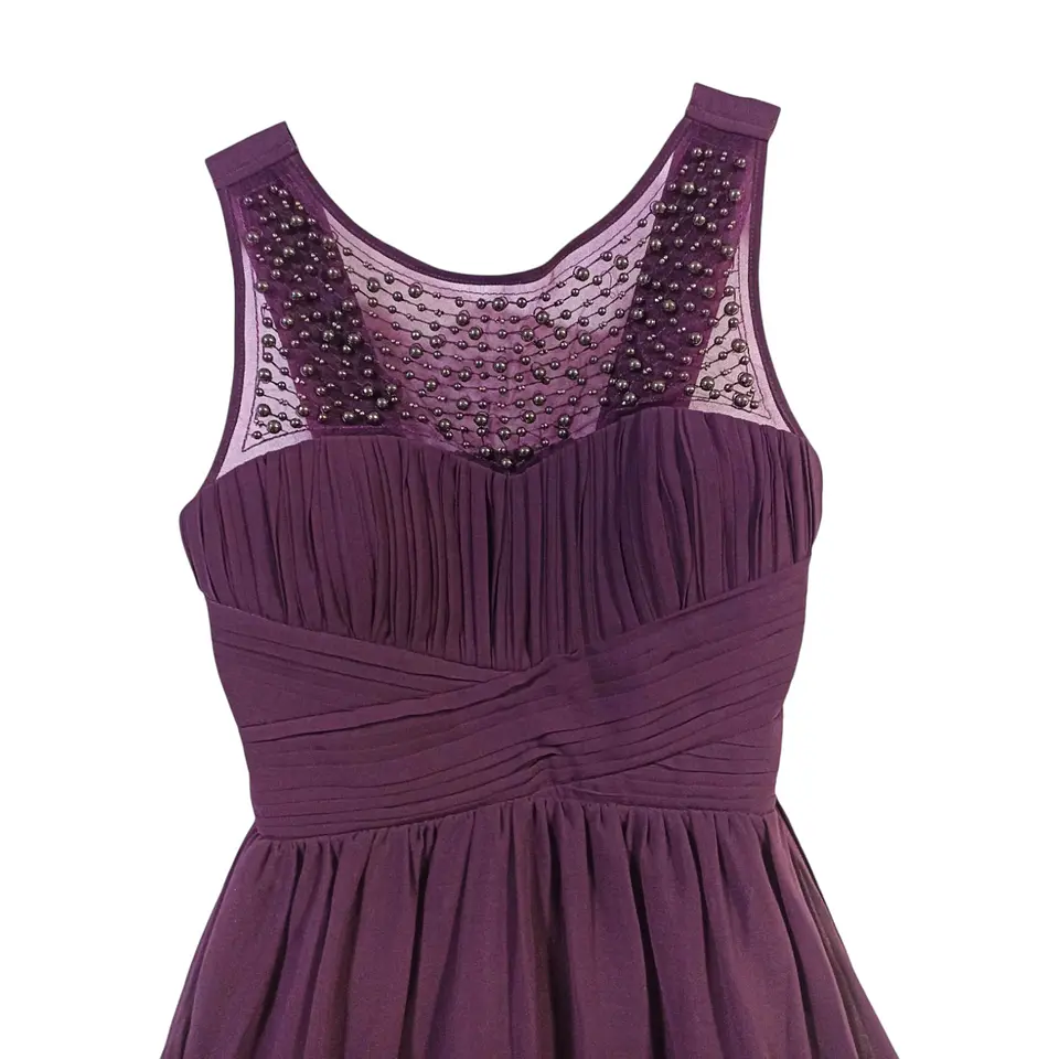 Vestido de Fiesta Corto Juvenil Drapeado Borgoña - Talla M 3
