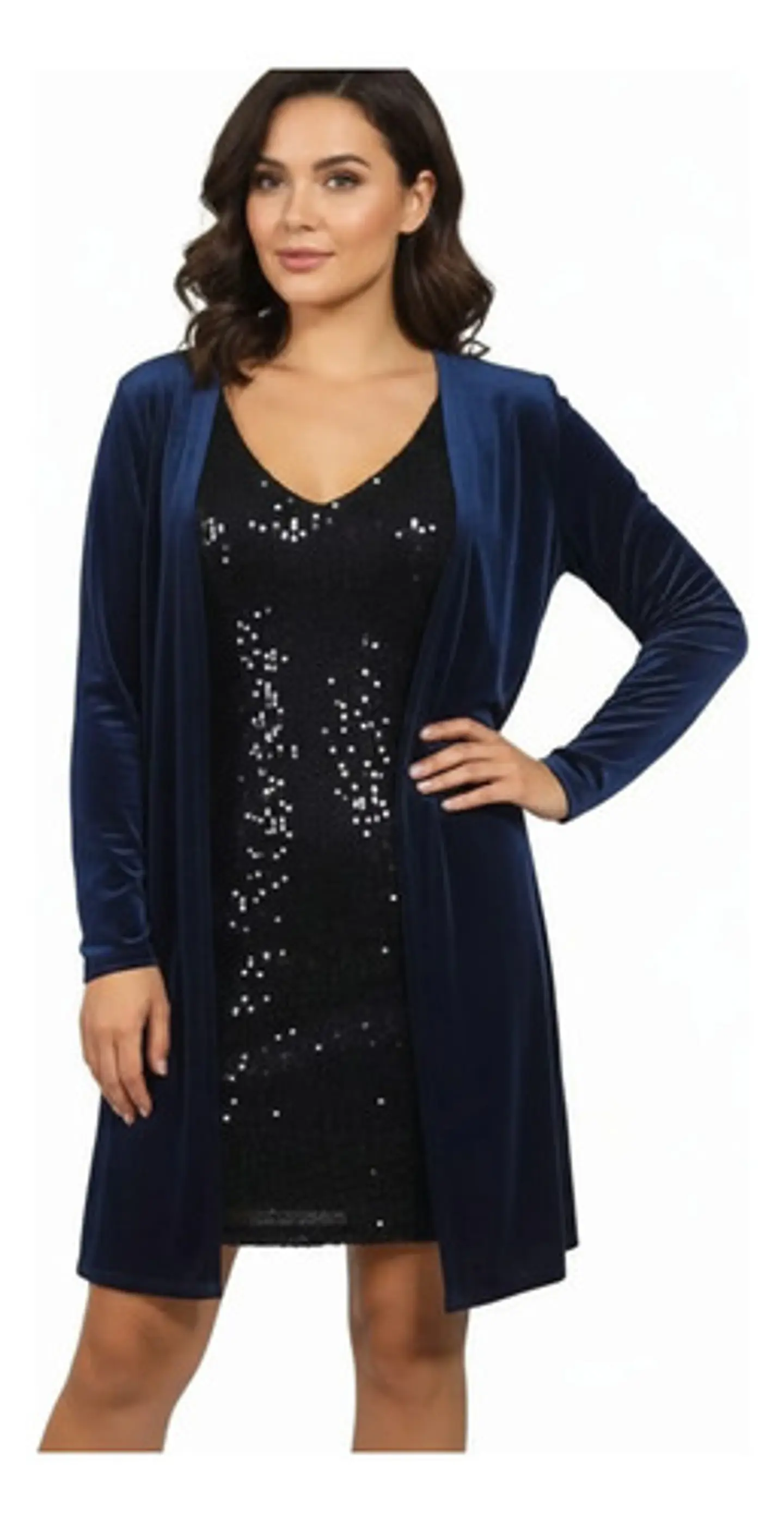 Cárdigan De Fiesta Azul De Terciopelo Talla Única S - M 1