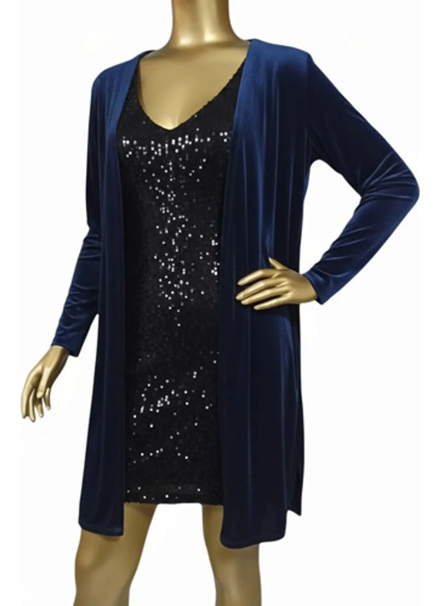 Cárdigan De Fiesta Azul De Terciopelo Talla Única S - M 3