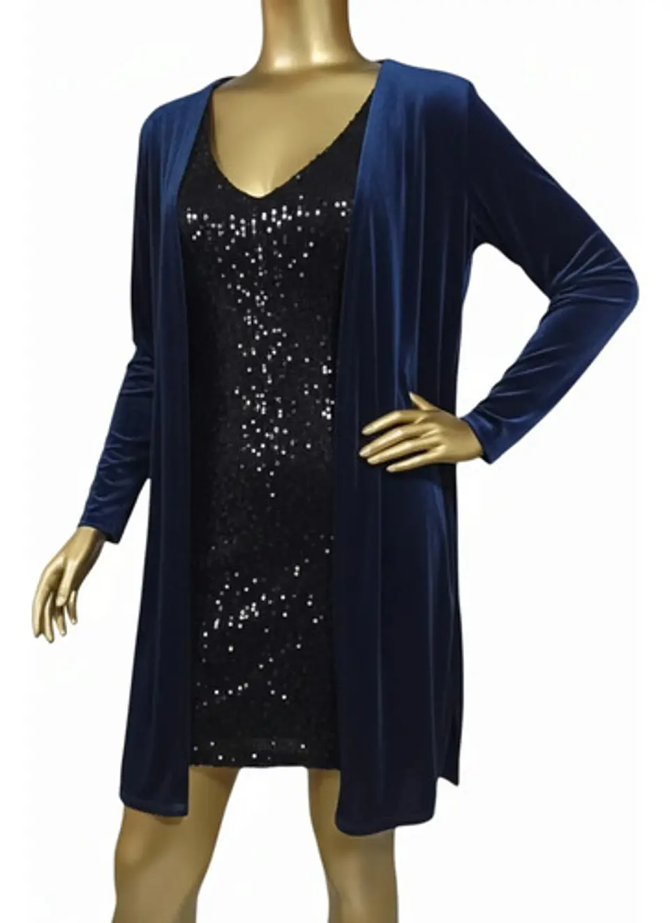 Cárdigan De Fiesta Azul De Terciopelo Talla Única S - M 3