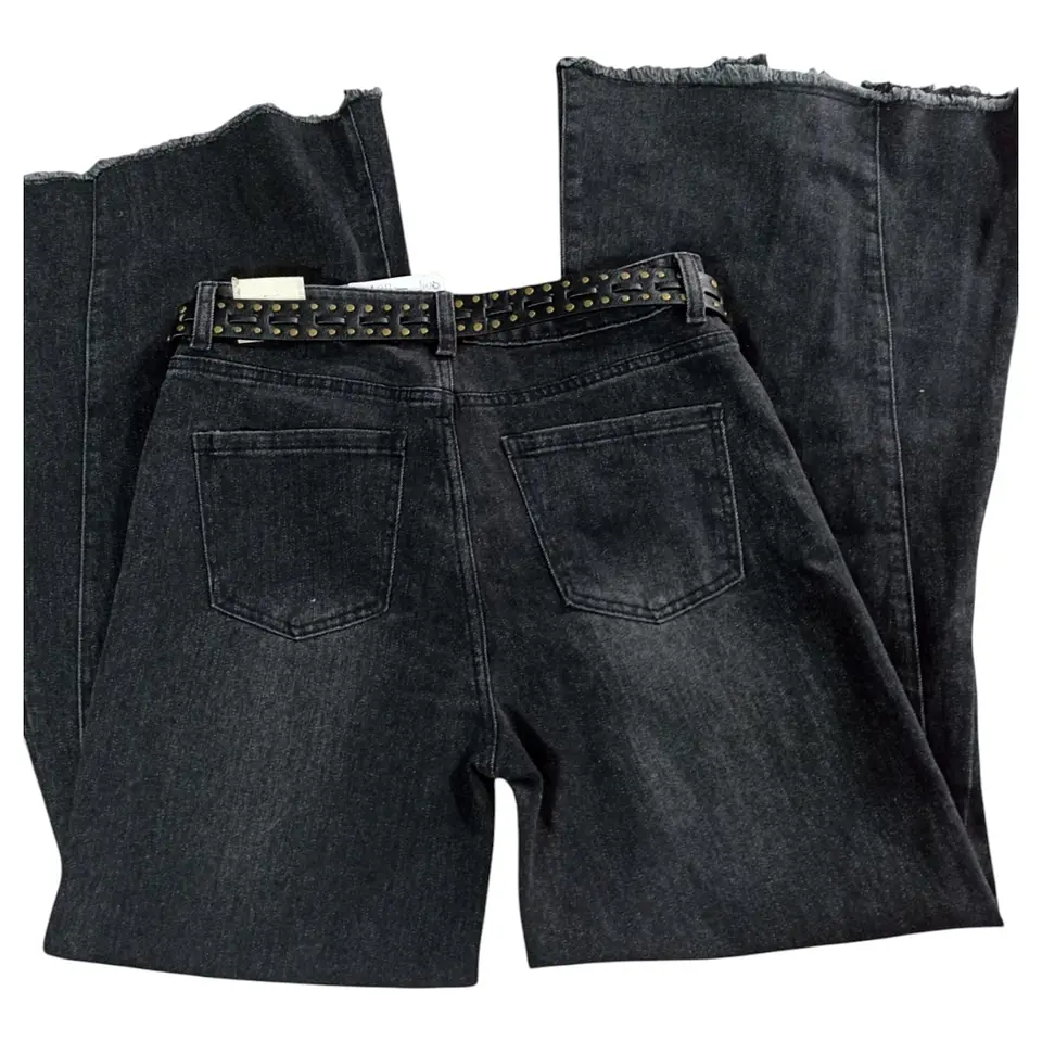 Jeans Tatienne Negro Wide Leg Con Cinturón - Talla 42  6