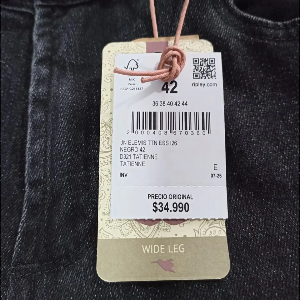 Jeans Tatienne Negro Wide Leg Con Cinturón - Talla 42  8
