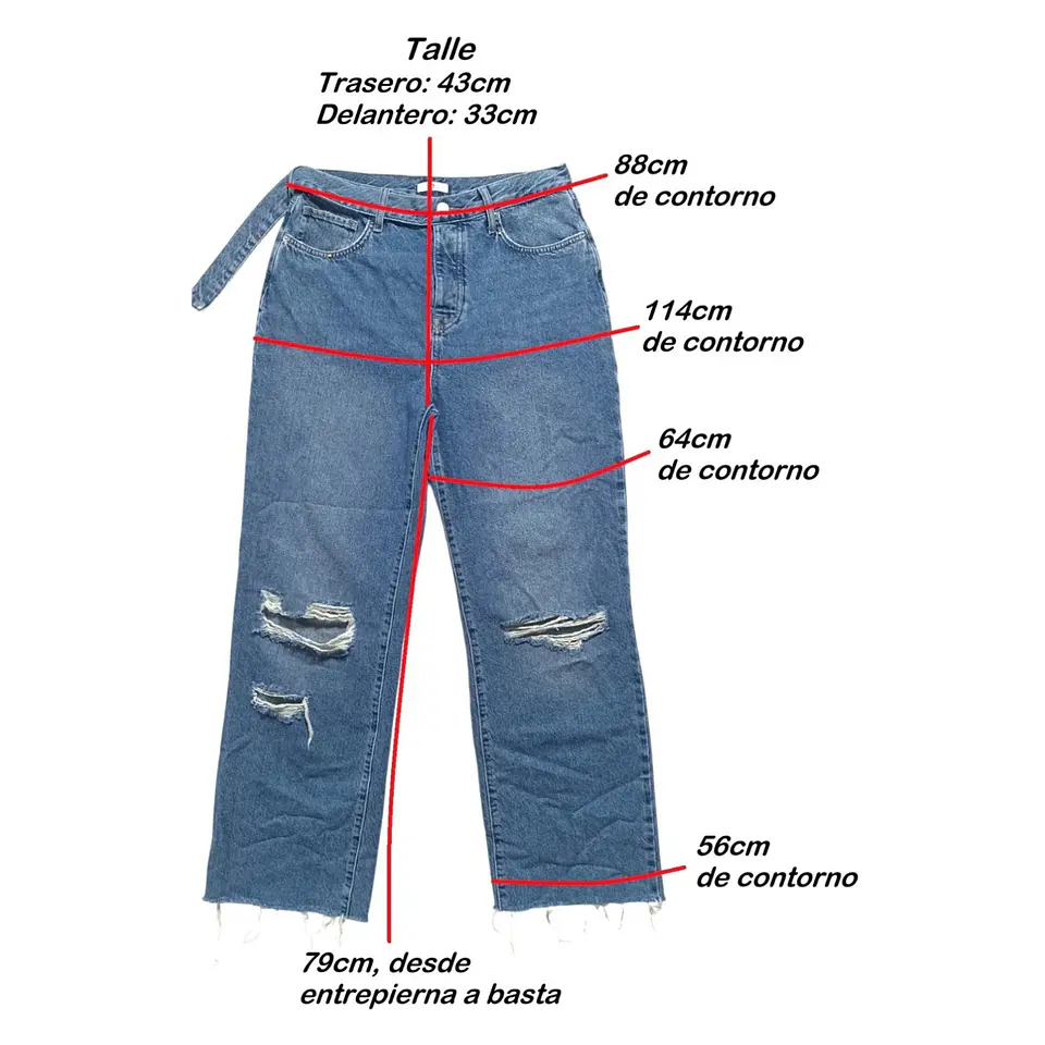 Jean Forever 21 Distroyer Recto De Cintura Alta  - Talla 42  6