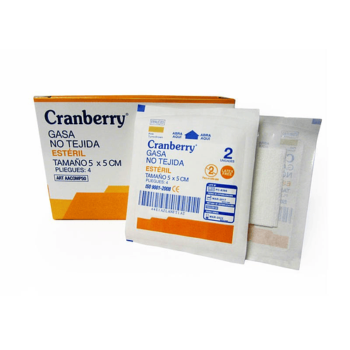 GASA ESTERIL 5X5 CRANBERRY CAJA 50 UNIDS 1