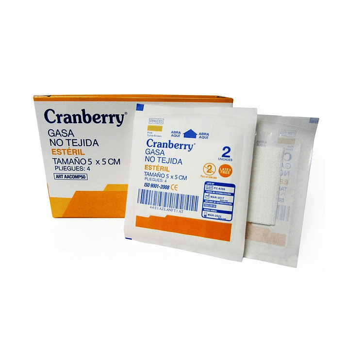 Gasa Esteril 5x5 Cranberry Caja 50 Unids 1