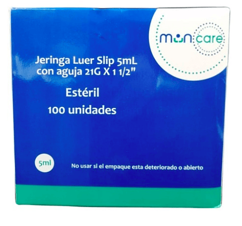 JERINGA LUER 5ML 21G 100U MUNCARE