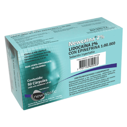 ANESTESIA LIDOCAINA 2%  TUBO VIDRIO NEW STETIC  1