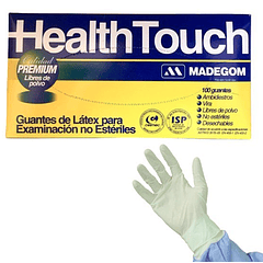 GUANTES DE LATEX PREMIUM LIBRE DE POLVO HEALTH TOUCH