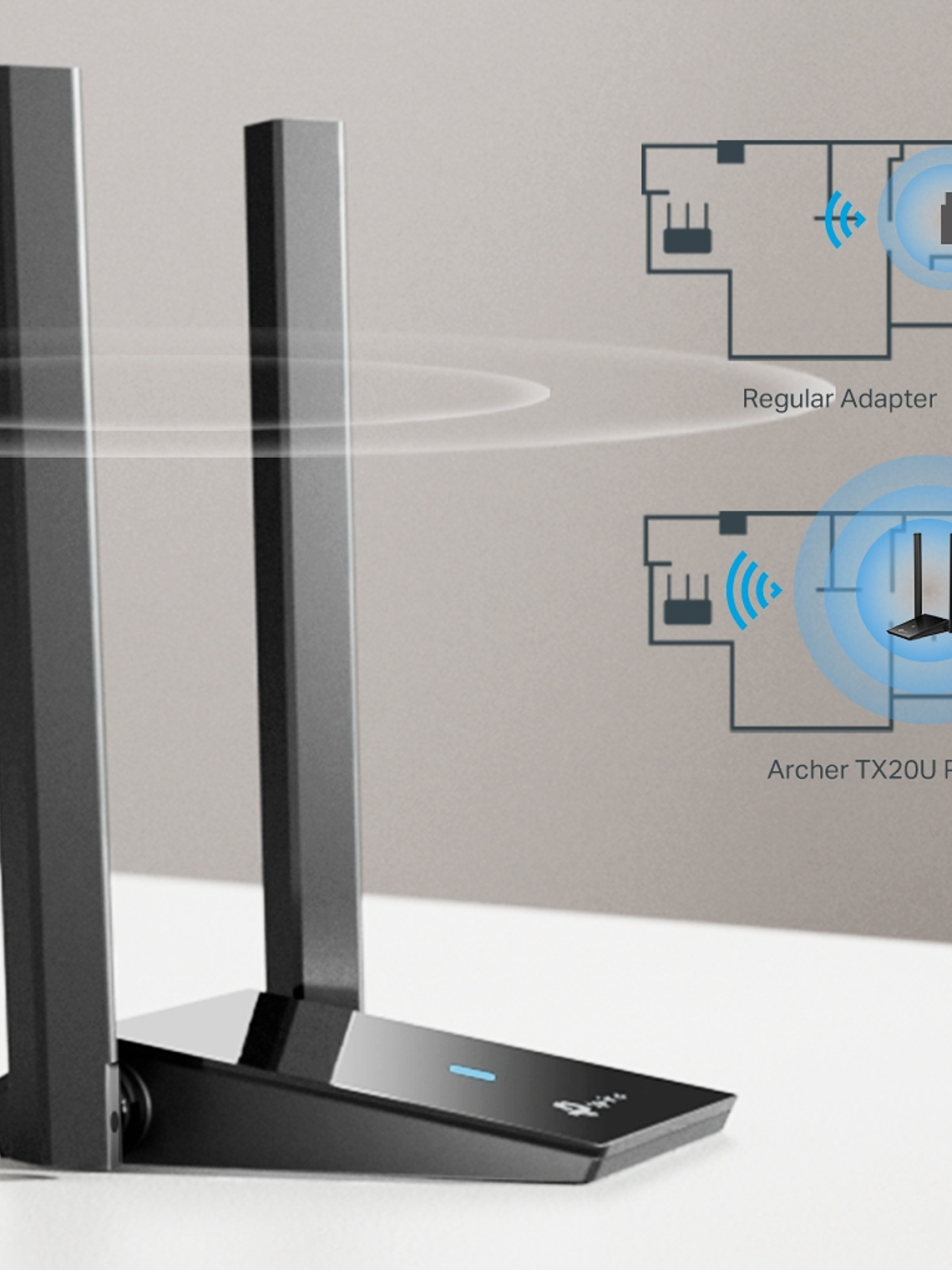 Adaptador USB Wi-Fi 6 con 2 antenas AX1800 - Archer TX20U Plus 2