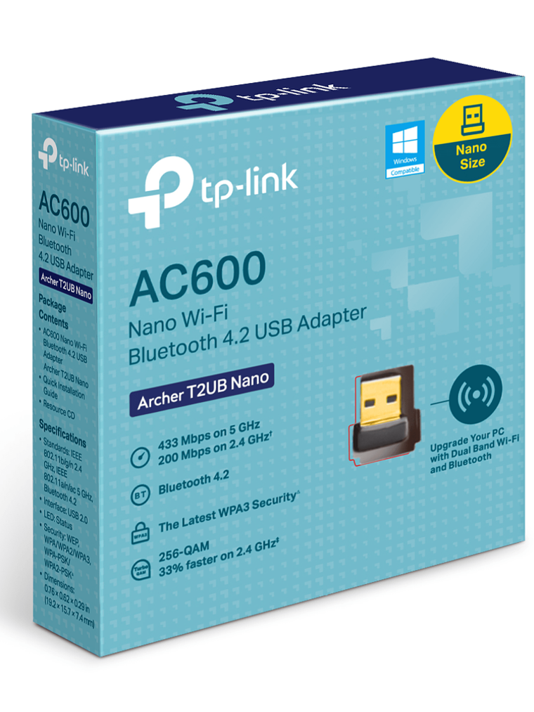 AC600 Nano Wi-Fi Bluetooth 4.2 USB Adapter - Archer T2UB Nano 2