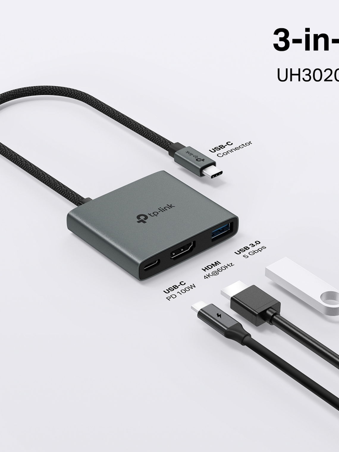 Hub USB Tipo-C 3 en 1 - UH3020C 3