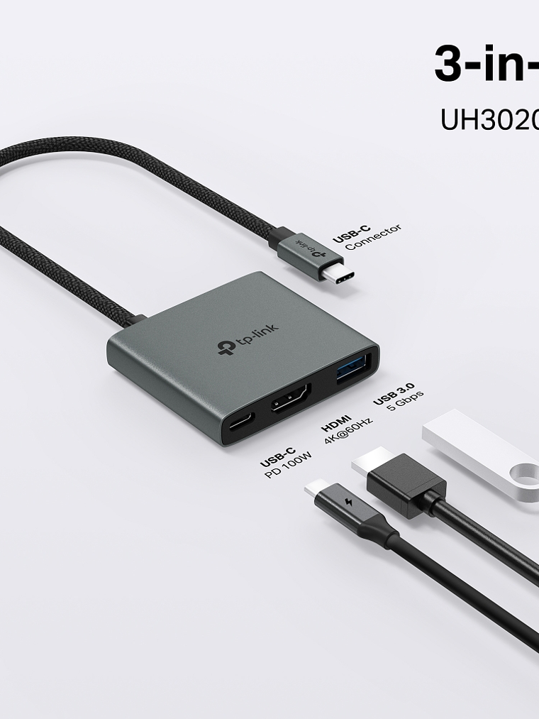 Hub USB Tipo-C 3 en 1 - UH3020C 3