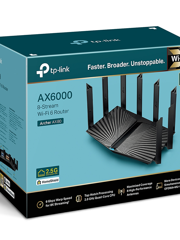 AX6000 8-Stream Wi-Fi 6 Router with 2.5G Port - Archer AX80 4