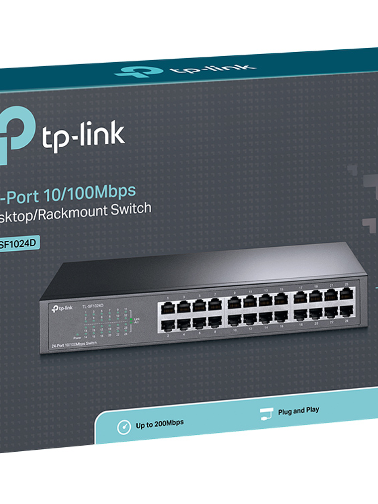 SWITCH TP-LINK De 24 puertos Fast Ethernet de escritorio y para montaje en rack - TL-SF1024D  3
