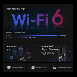 TARJETA RED TP-LINK Wi-Fi 6 PCIe AX3000 con Bluetooth 5.3 - Archer TX50E