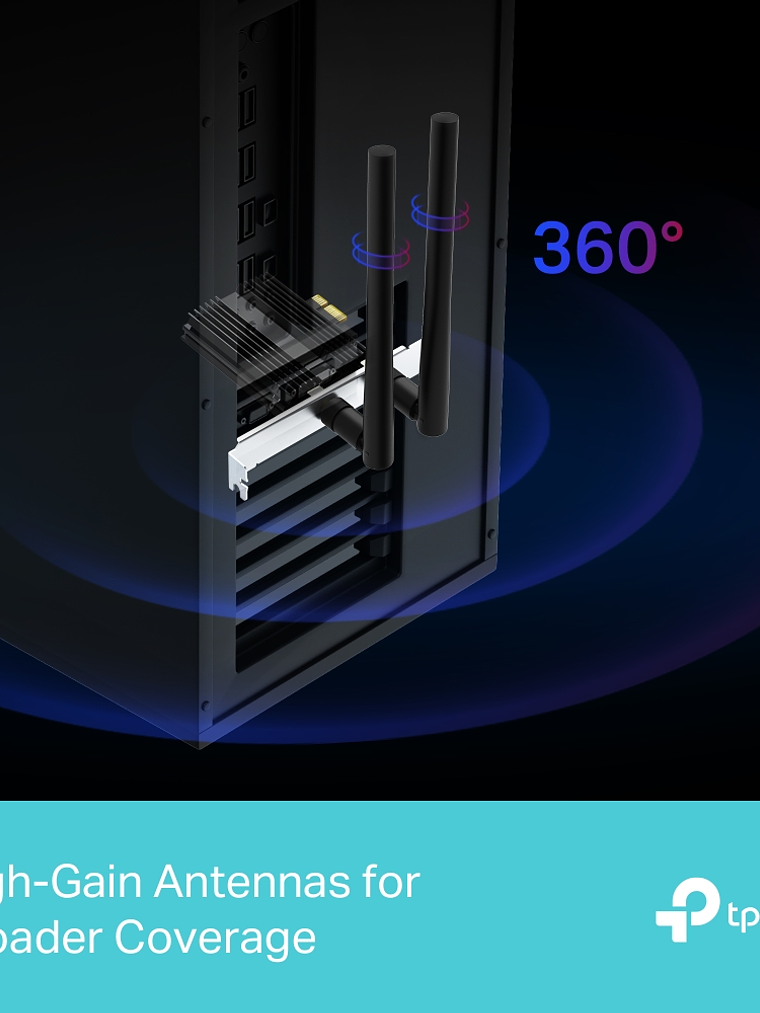 TARJETA RED TP-LINK Wi-Fi 6 PCIe AX3000 con Bluetooth 5.3 - Archer TX50E 4