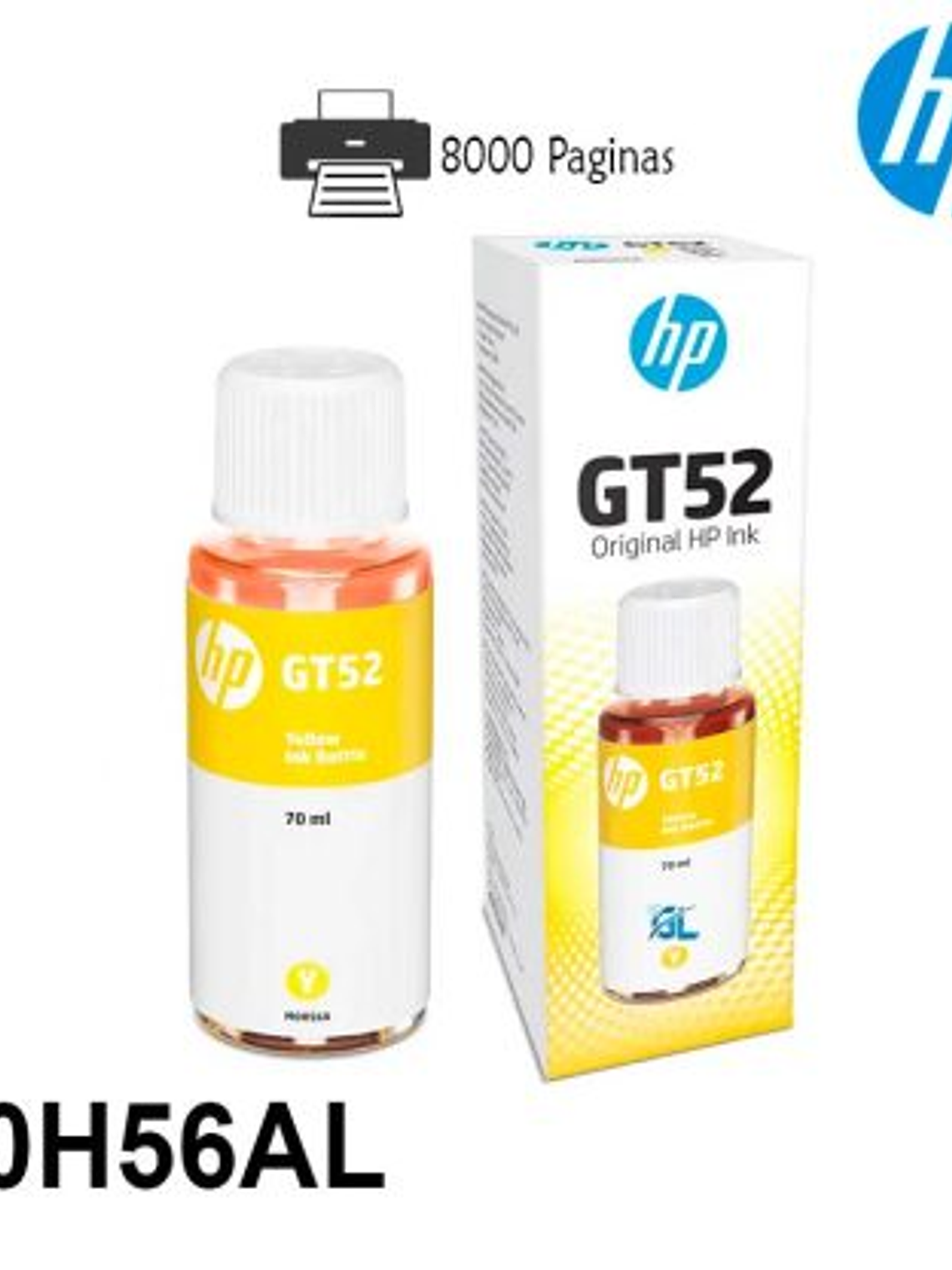 TINTA IMPRESORA HP  |  M0H56AL GT52 AMARILLO 1