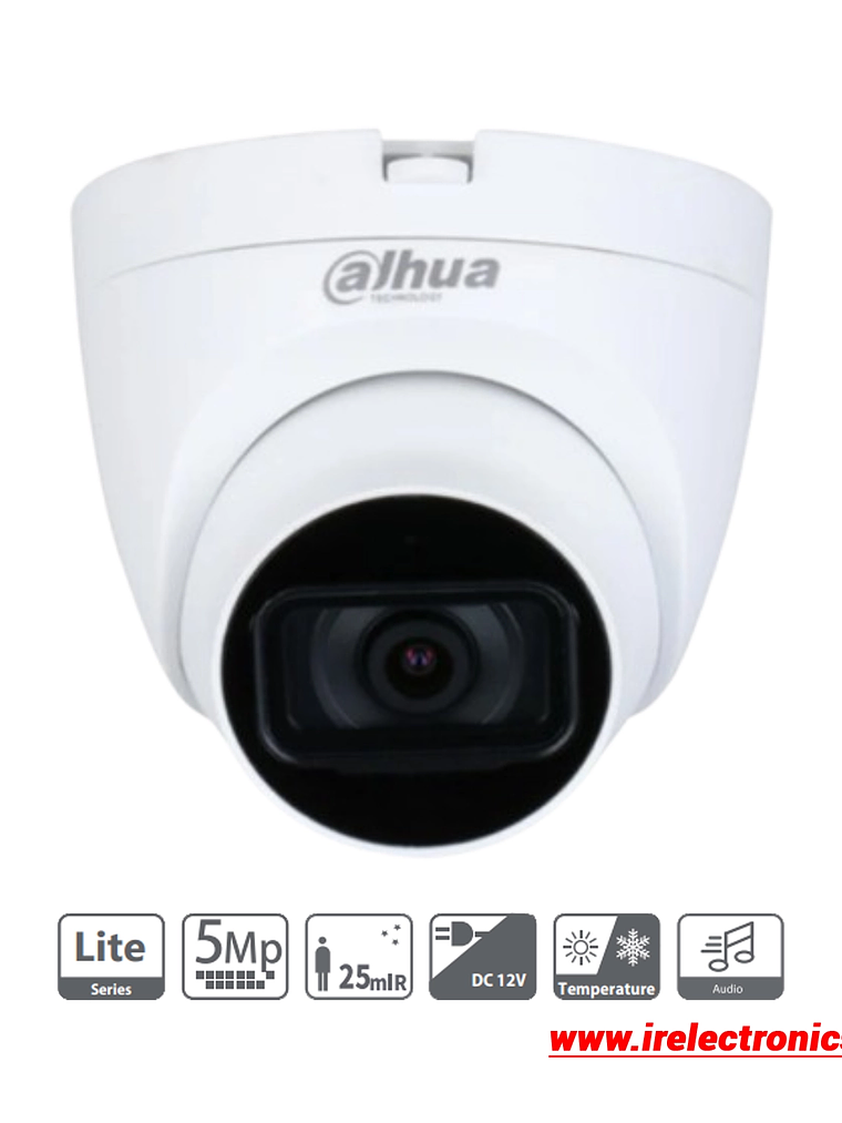 Cámara de Seguridad Dahua Domo 5MP con Micrófono 4 en 1 | IR 25m | Cusco | HAC-HDW1500TRQN-A 1
