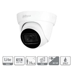 Cámara de Seguridad Dahua 4K Ultra HD con Audio | Visión Nocturna 30m | IP67 | DH-HAC-HDW1800TLN-A,