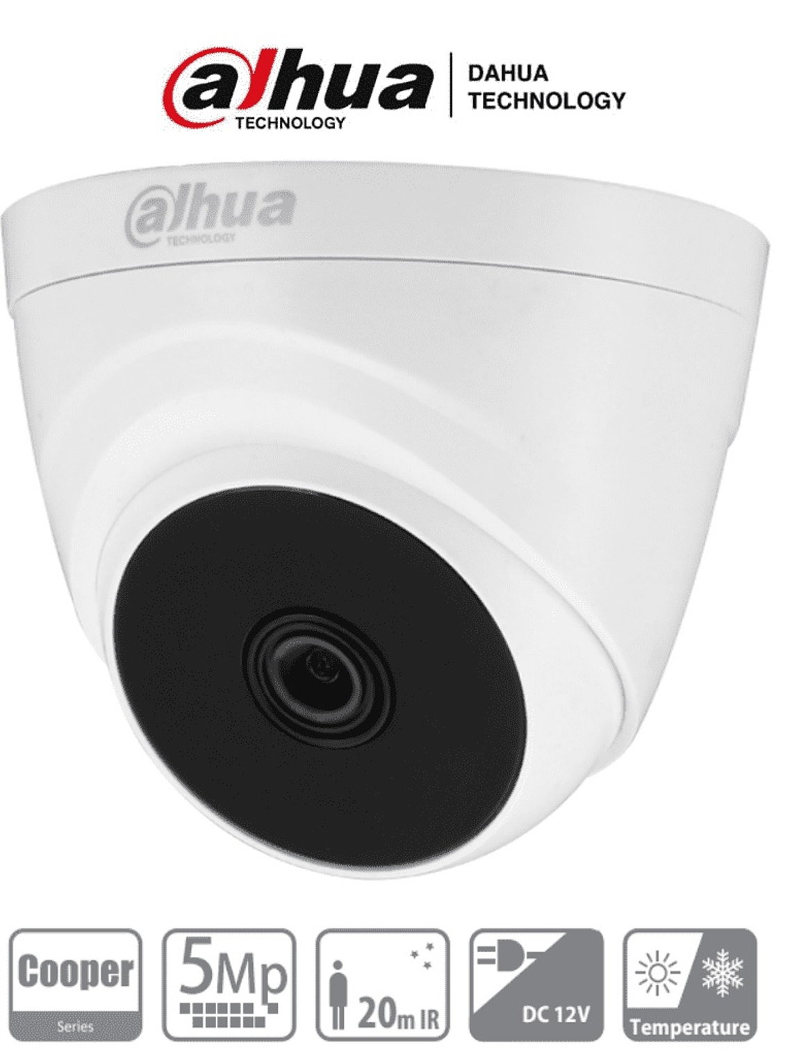 Cámara de Seguridad Dahua DH-HAC-T1A51N-0280B-S2 Domo 5MP | Cámara CCTV HDCVI 4 en 1 con Visión Nocturna 2