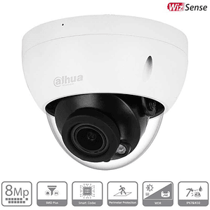 Cámara Domo IP Dahua 8MP IPC-HDBW2841R-ZAS | 4K, Lente Motorizada 2.7–13.5mm, IR 40m, Audio, PoE, IP67/IK10