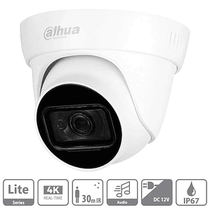 Dahua HAC-HDW1800TL-A Cámara Domo HDCVI 4K 8MP | Audio Integrado, IR 30m, Exterior IP67, Lente 2.8mm