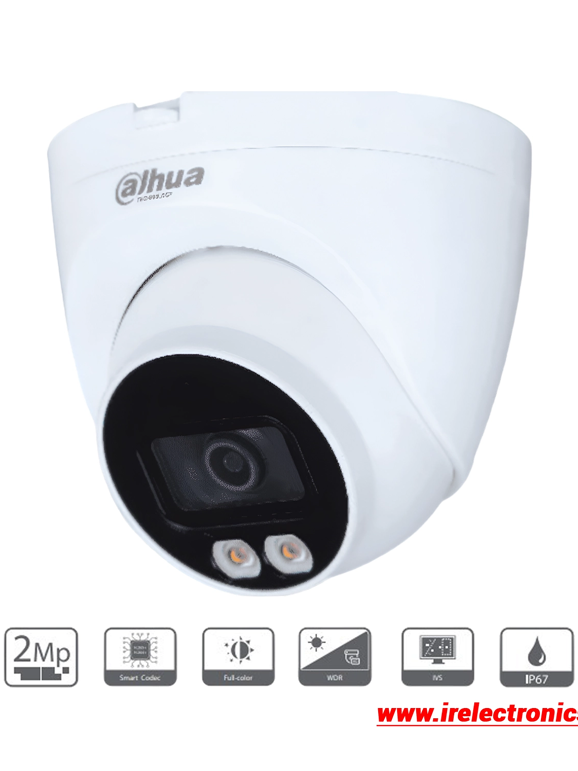 Cámara IP Dahua IPC-HDW2239T-AS-LED Domo 2MP Full HD | PoE, Micrófono, IR 30m, IP67, Detección Inteligente 1