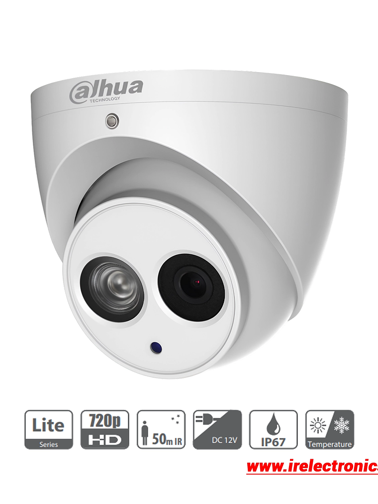 Cámara Domo Dahua HAC-HDW1100EM-A-28-S 1MP HD 720P | Micrófono, IR 50m, IP67, CCTV Exterior 1