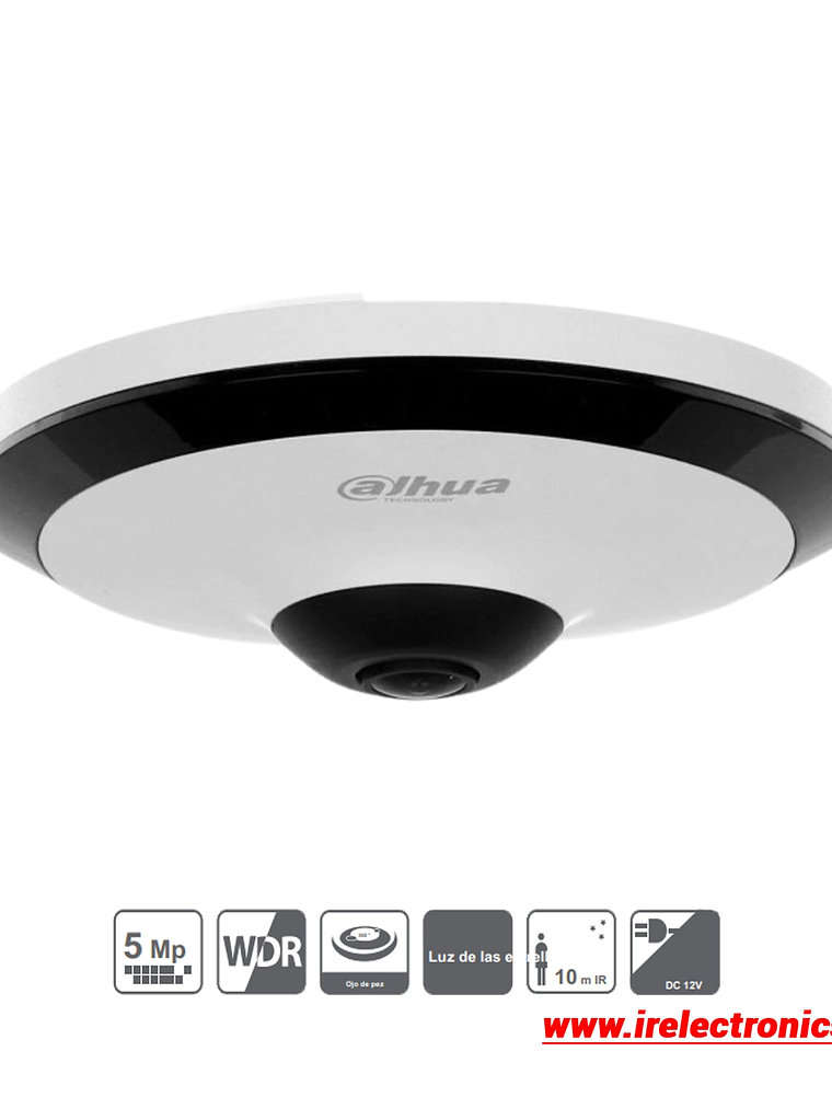 Cámara Ojo de Pez 360° 5MP Dahua HAC-EW2501 – Vigilancia Total en Alta Definición 1