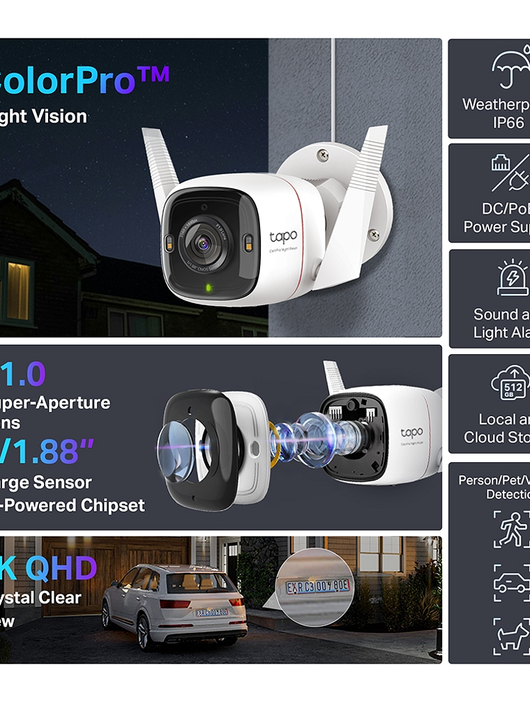 Cámara de Seguridad Wi-Fi Exterior Tapo C325WB 2K QHD con Visión Nocturna ColorPro, Detección IA y Audio Bidireccional 6