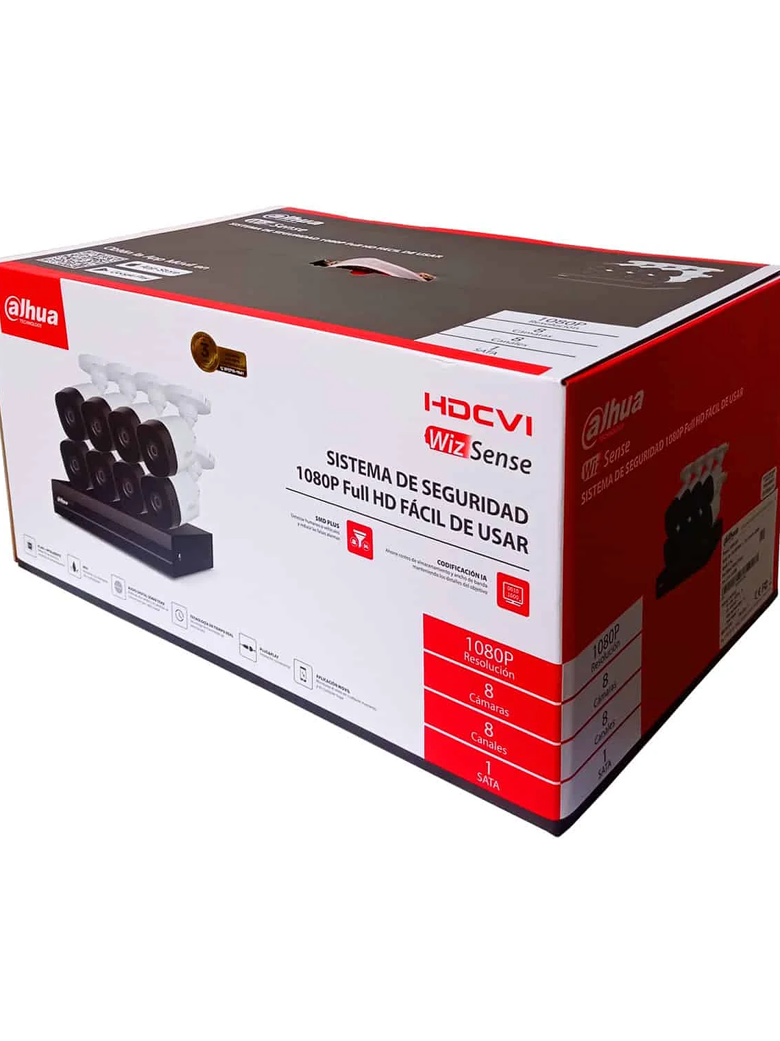 Kit de Cámaras de Seguridad DAHUA HDCVI Full HD 1080P – 8 Cámaras Exterior + XVR 8 Canales + Disco Duro 1TB 4