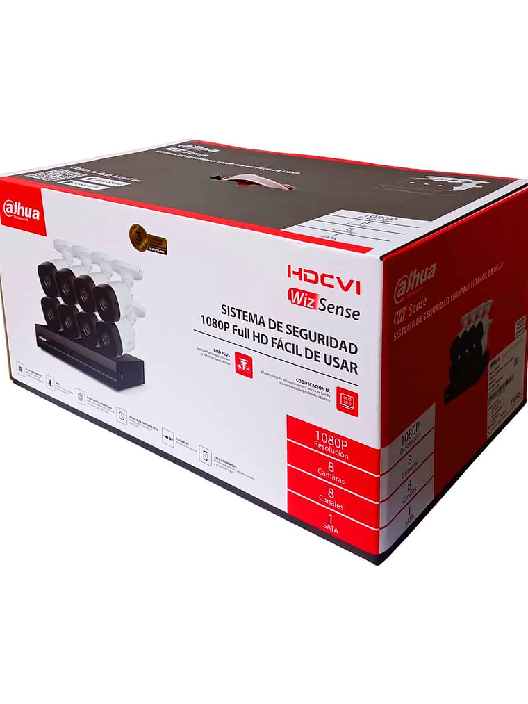 Kit de Cámaras de Seguridad DAHUA HDCVI Full HD 1080P – 8 Cámaras Exterior + XVR 8 Canales + Disco Duro 1TB 4
