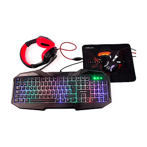 Combo Gamer 4 en 1 Halion HA-403C Hunter – Teclado LED, Mouse 6 Botones, Auriculares y Mousepad Antideslizante