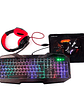 Combo Gamer 4 en 1 Halion HA-403C Hunter – Teclado LED, Mouse 6 Botones, Auriculares y Mousepad Antideslizante - Miniatura 1