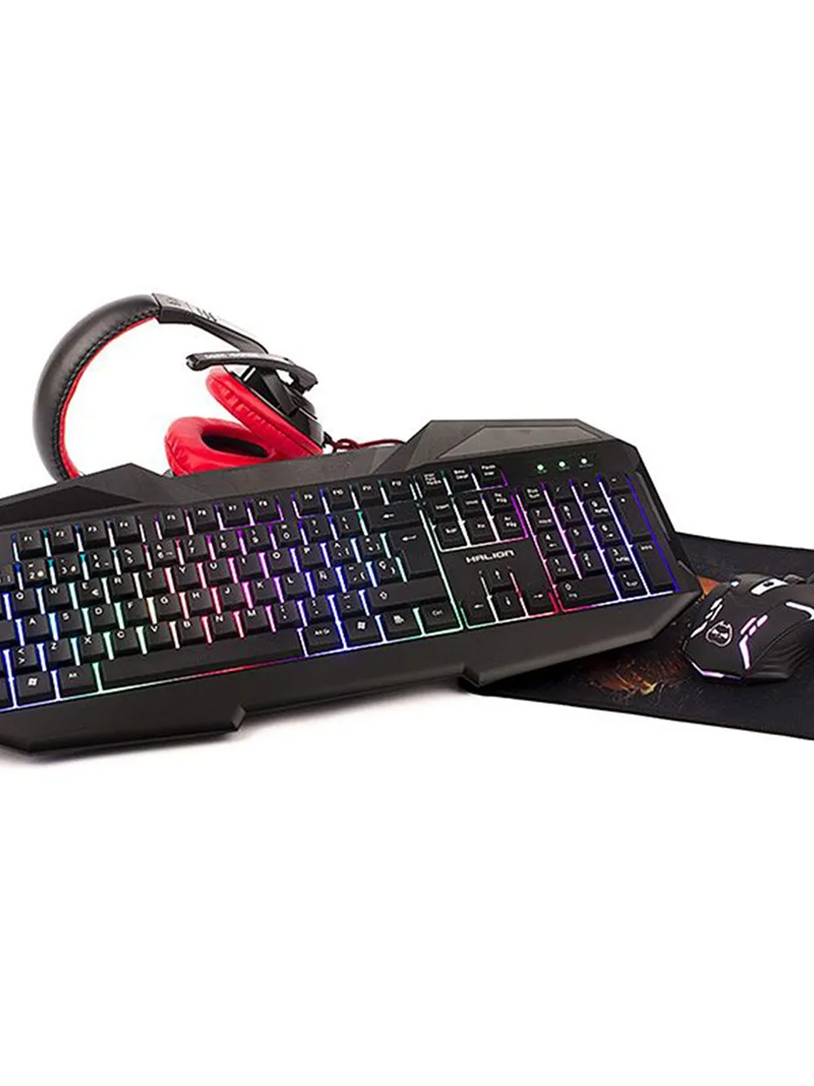 Combo Gamer 4 en 1 Halion HA-403C Hunter – Teclado LED, Mouse 6 Botones, Auriculares y Mousepad Antideslizante 2