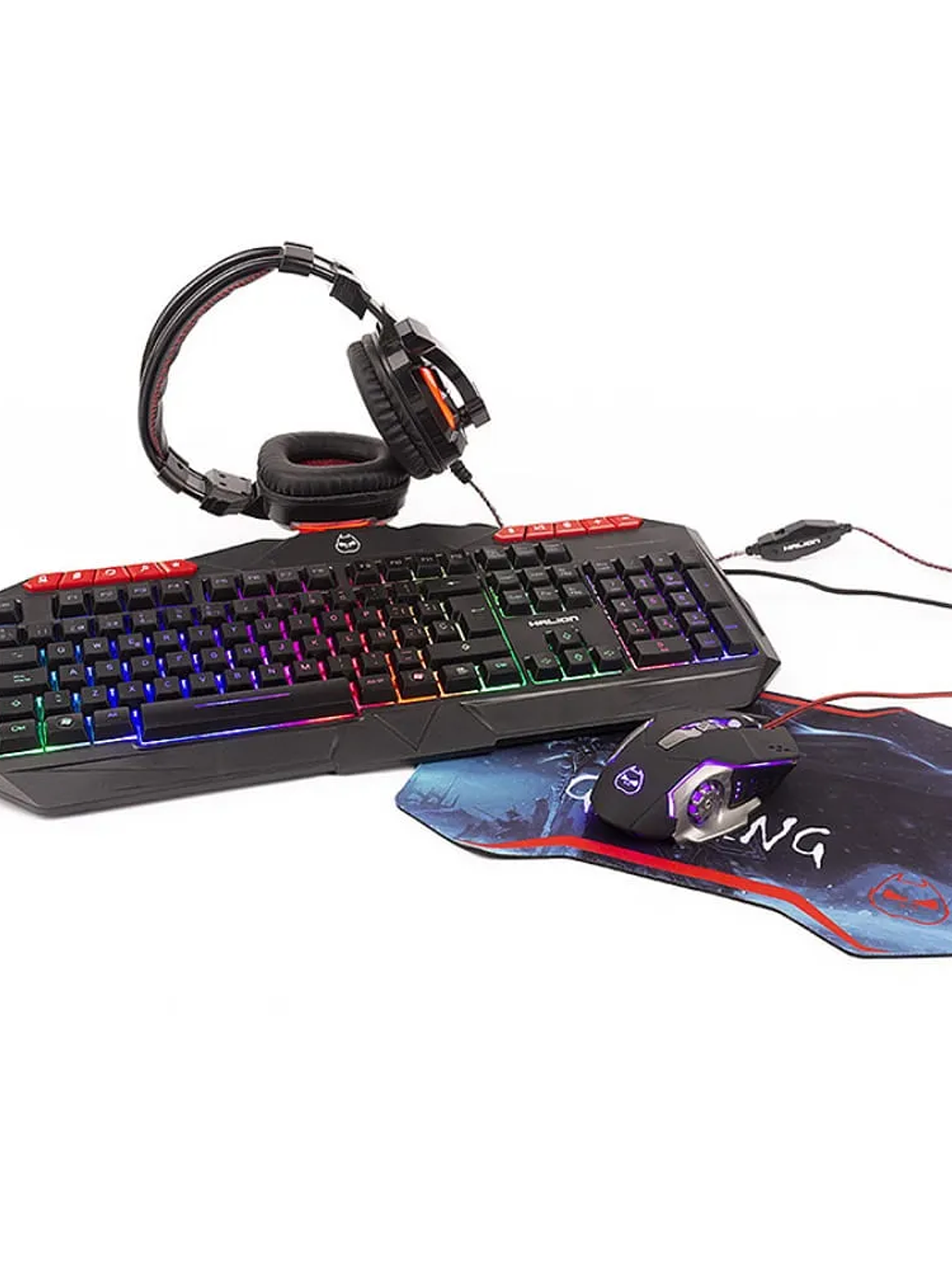 Combo Gamer 4 en 1 HALION HA-850C Poseidon – Teclado RGB, Mouse 3200 DPI, Auriculares y Mousepad Antideslizante 1