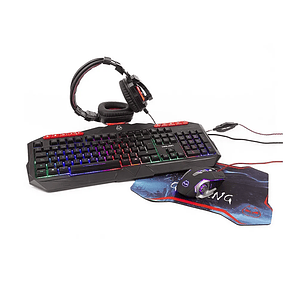 Combo Gamer 4 en 1 HALION HA-850C Poseidon – Teclado RGB, Mouse 3200 DPI, Auriculares y Mousepad Antideslizante