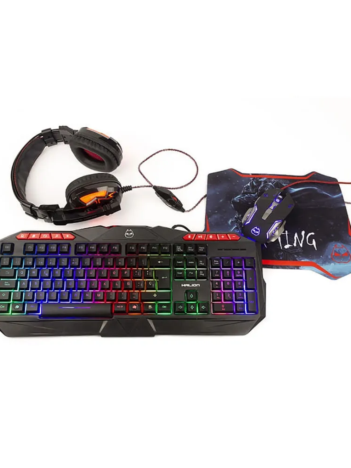 Combo Gamer 4 en 1 HALION HA-850C Poseidon – Teclado RGB, Mouse 3200 DPI, Auriculares y Mousepad Antideslizante 2