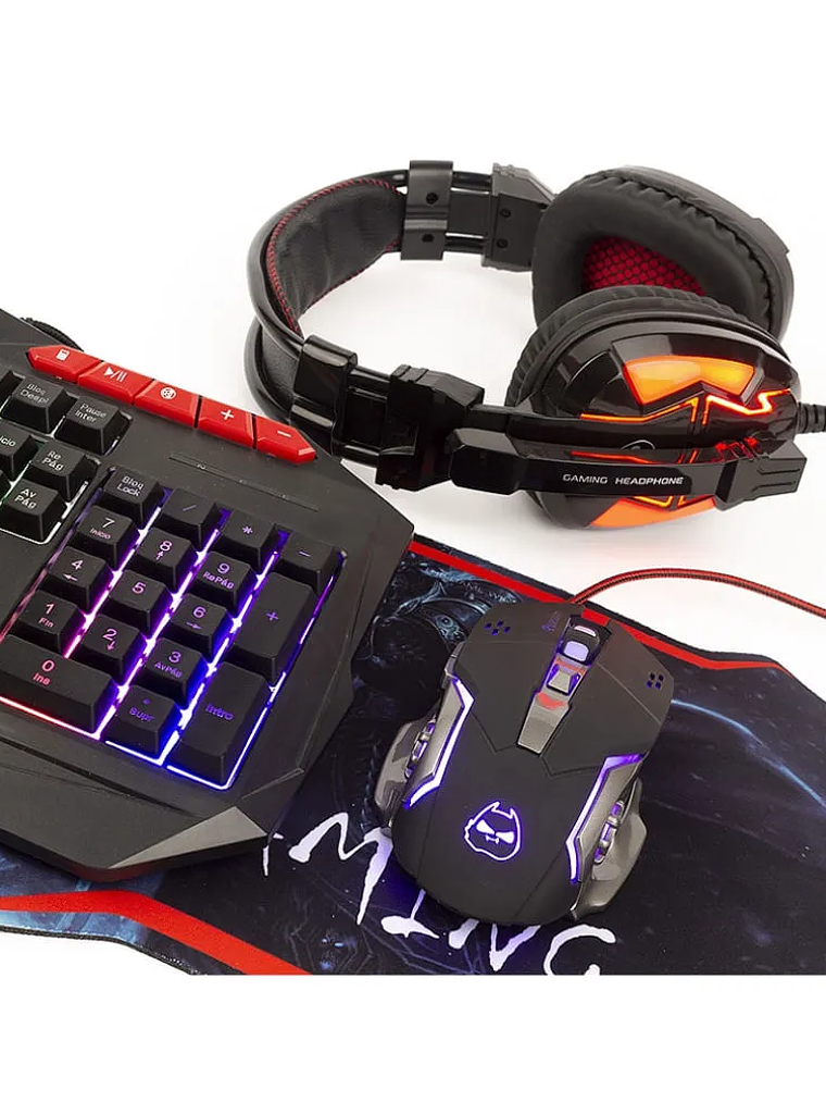 Combo Gamer 4 en 1 HALION HA-850C Poseidon – Teclado RGB, Mouse 3200 DPI, Auriculares y Mousepad Antideslizante 3