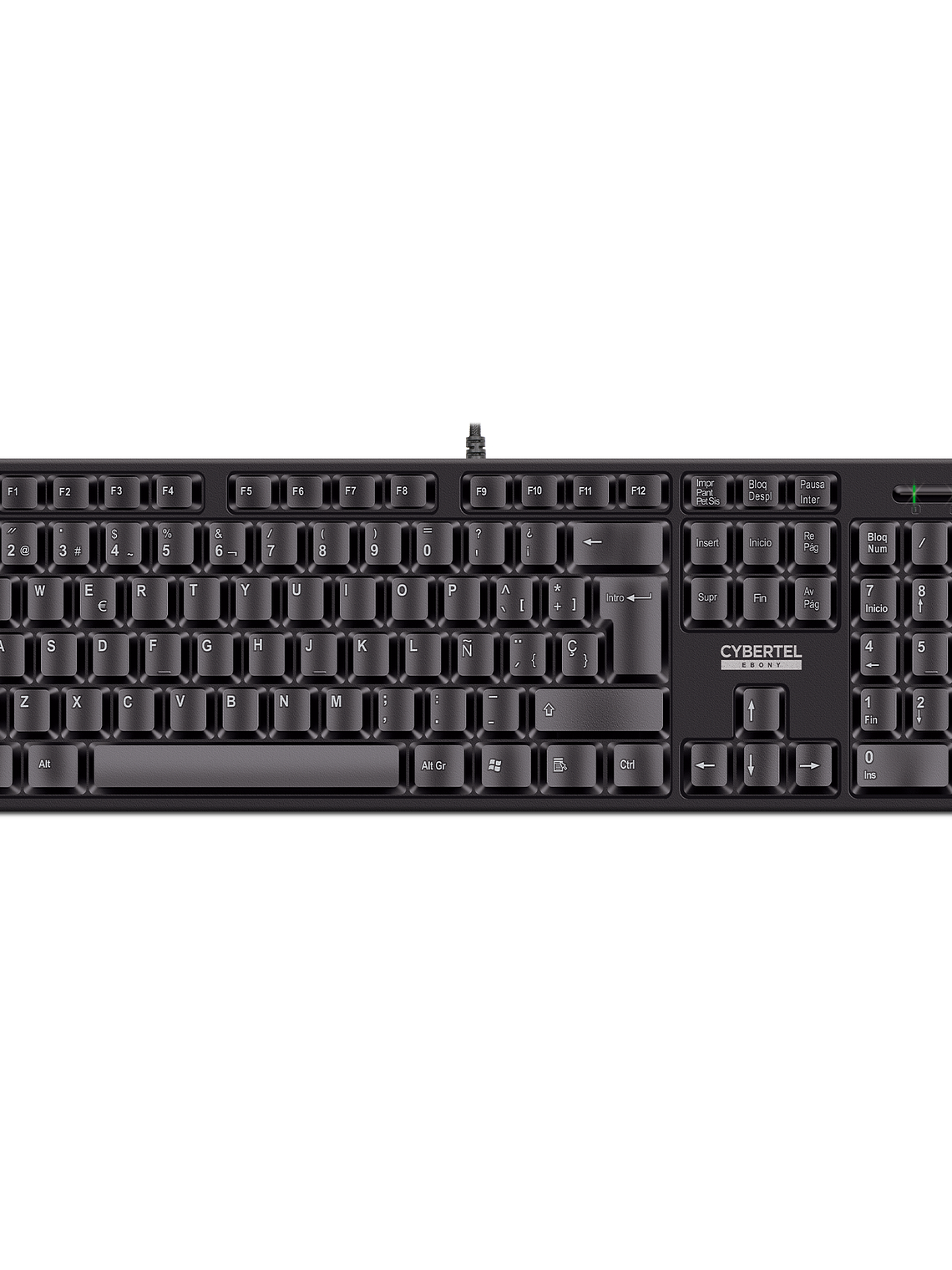 Teclado USB Cybertel Ebony K105 Antiderrame con Teclas Antiborrado – Negro 1