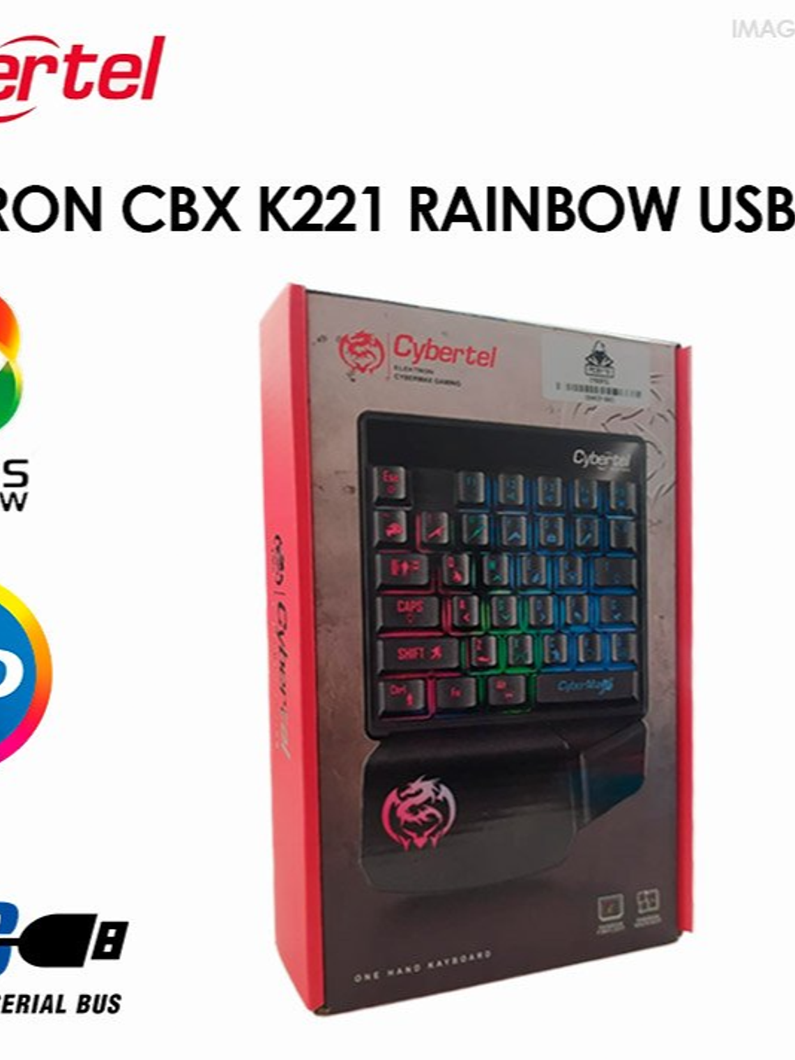 Teclado Gamer de Una Mano Cybertel Elektron CBX K221 Rainbow USB Mecánico 2