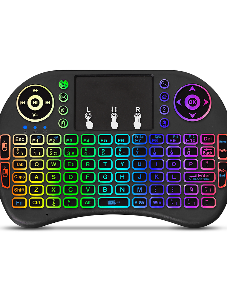 Mini Teclado Inalámbrico Cybertel Pixel CYB K236 RGB – Touch Panel y Luces LED 1