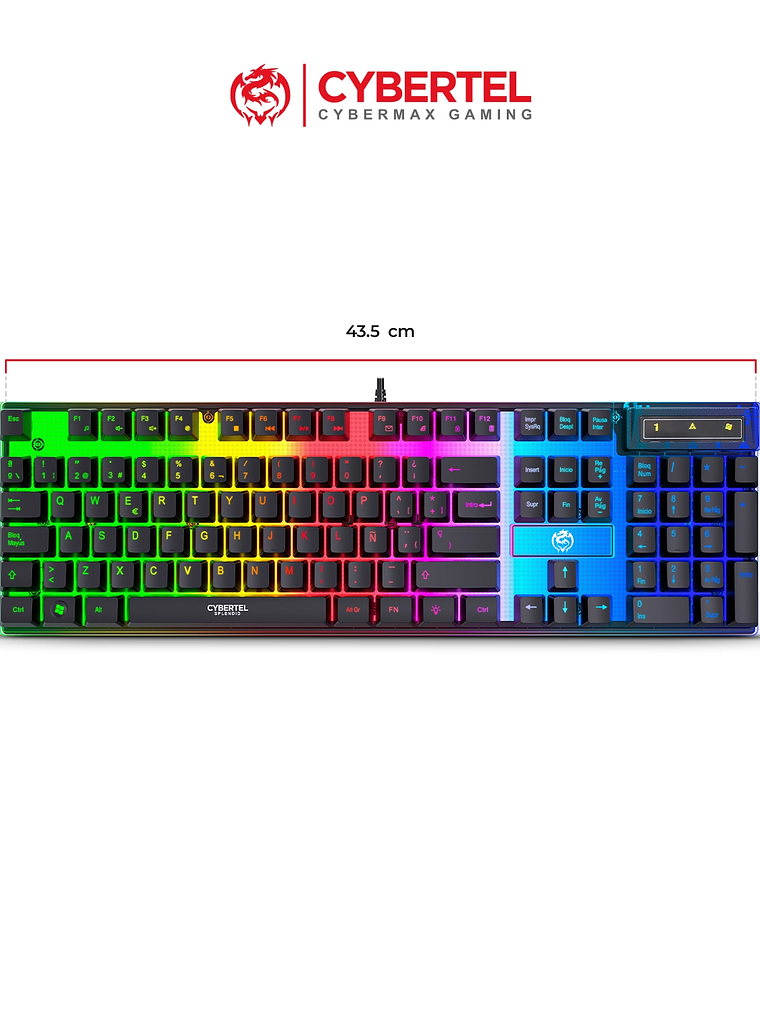 Teclado Gamer Cybertel Splendid CBX K213 – RGB Rainbow, 19 Teclas Antighosting y Funciones Multimedia 1