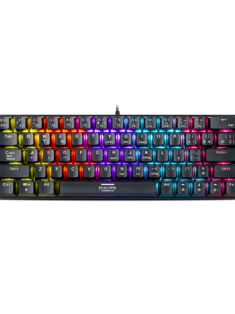 Teclado Gamer Mecánico Enkore Kingdom 64 ENK 1008 – Rainbow, 25 Teclas Anti-Ghosting y Pulsadores Rojos 1