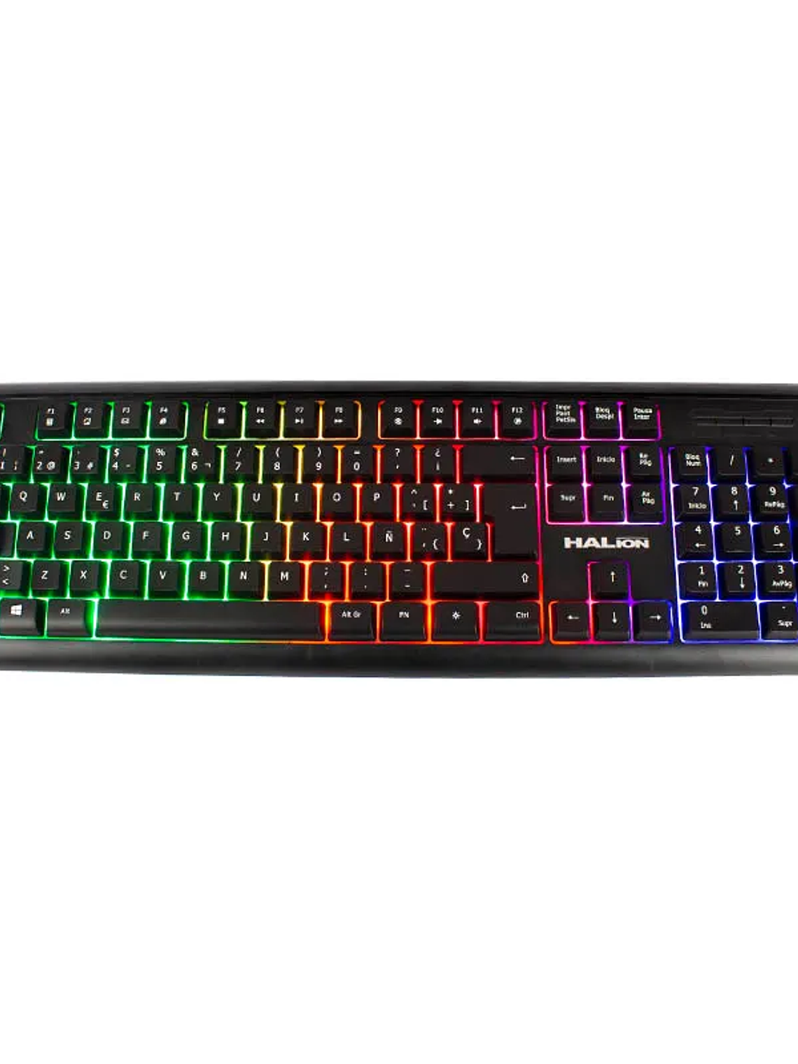 Teclado Gamer Halion HA-K640 Rainbow LED USB Waterproof Compatible con Windows 1