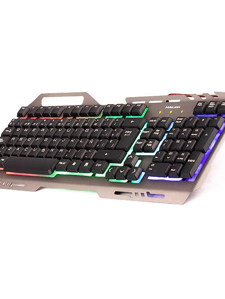 TECLADO GAMER HALION STEEL HA-K938 METÁLICO - RETROILUMINACIÓN ARCOÍRIS - PANEL DE METAL - USB 2.0 1