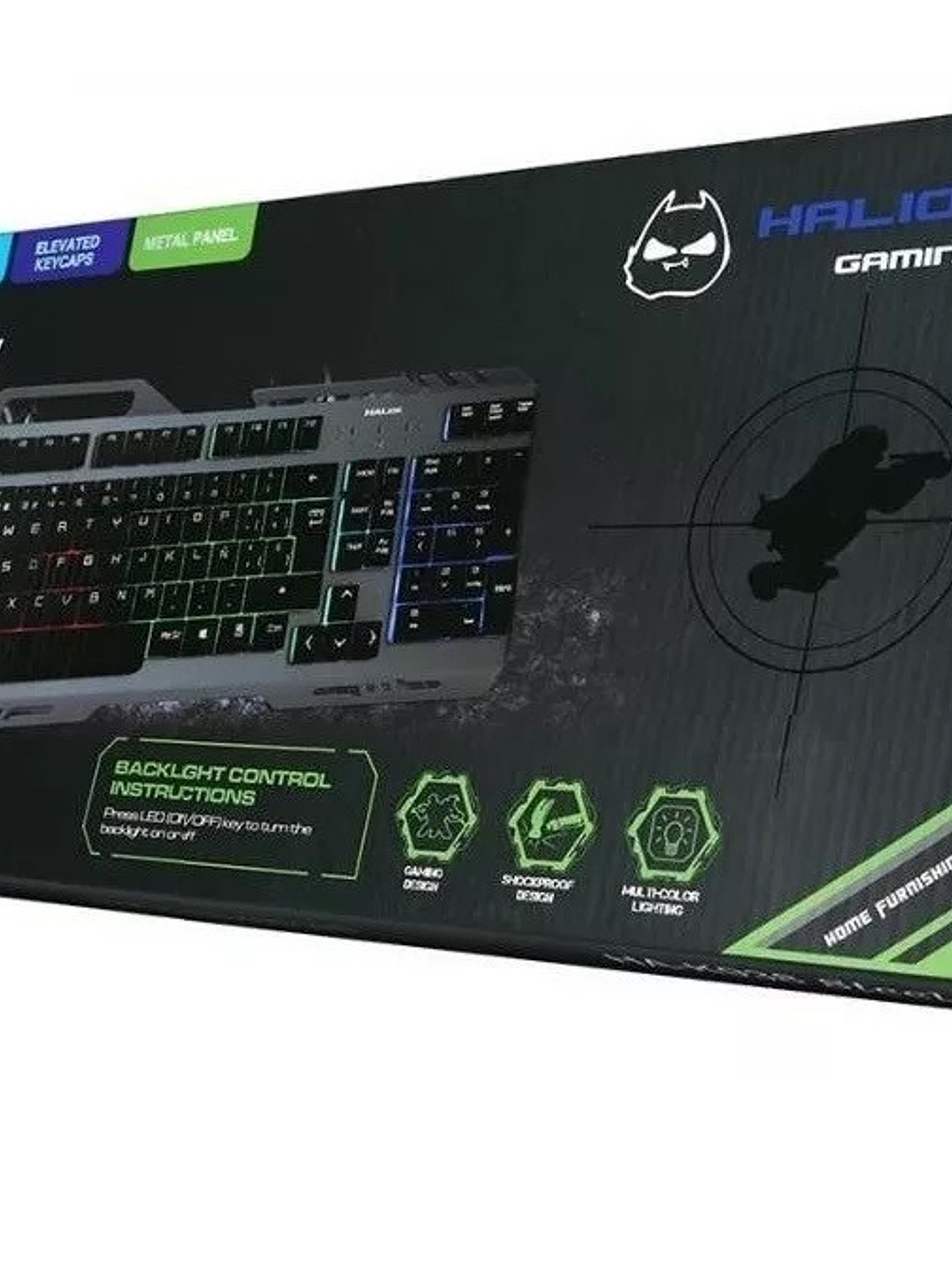 TECLADO GAMER HALION STEEL HA-K938 METÁLICO - RETROILUMINACIÓN ARCOÍRIS - PANEL DE METAL - USB 2.0 5