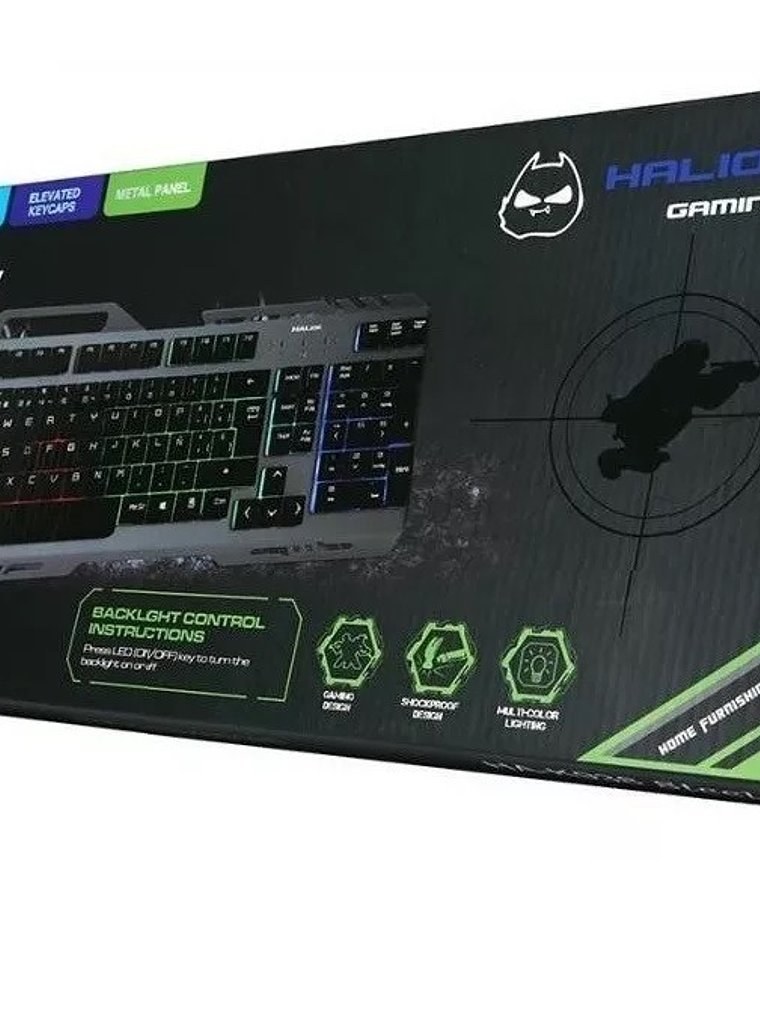 TECLADO GAMER HALION STEEL HA-K938 METÁLICO - RETROILUMINACIÓN ARCOÍRIS - PANEL DE METAL - USB 2.0 5